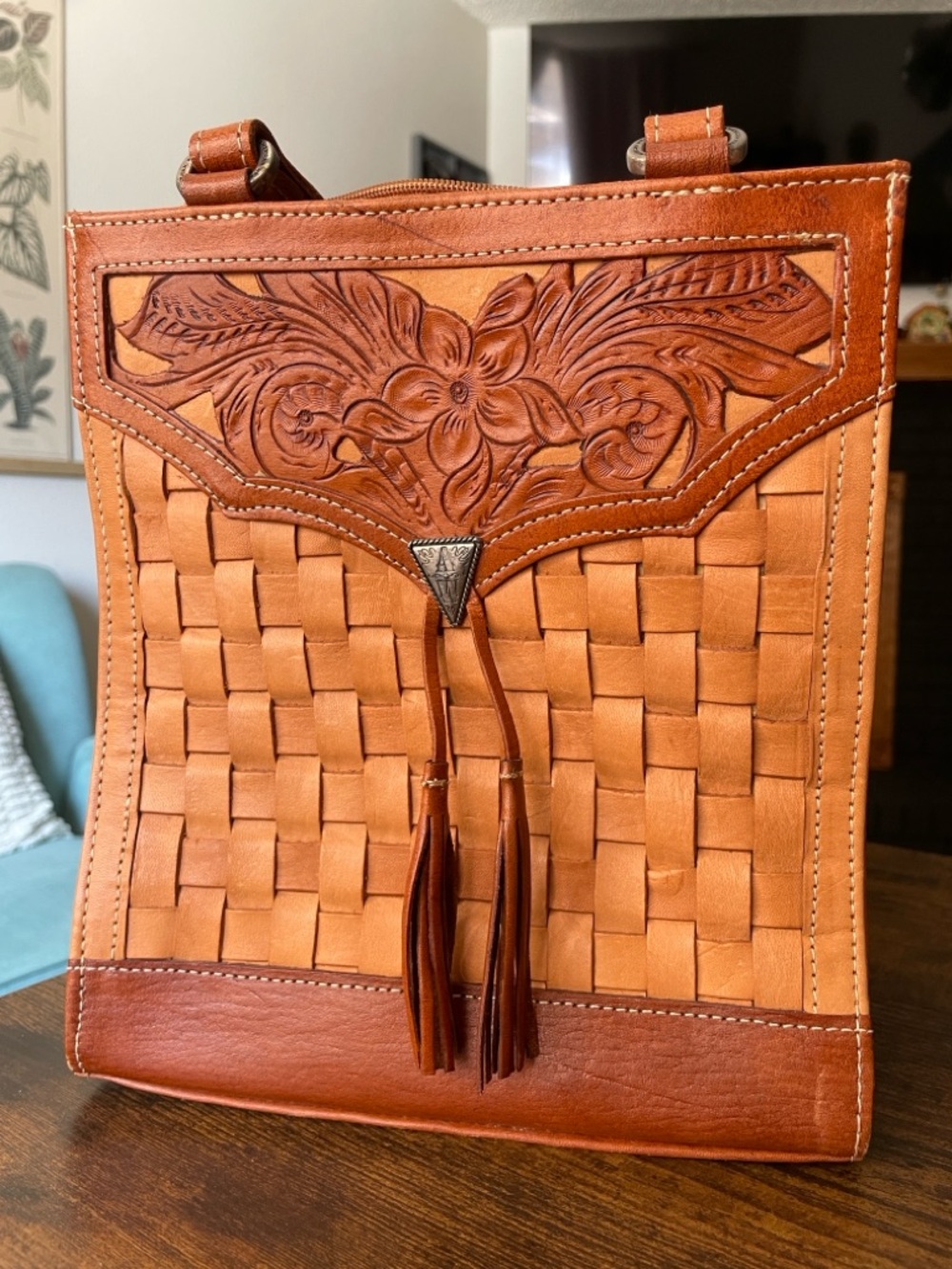 American West | Handcrafted Woven Leather Shoulder Bag